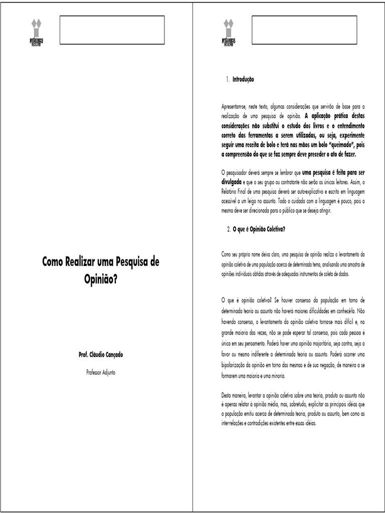 Como Realizar Uma Pesquisa de Opiniao | PDF | Amostragem (Estatística ...
