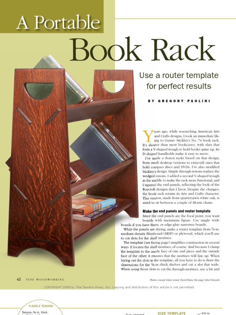 A Portable Book Rack | PDF | Woodworking | Wood