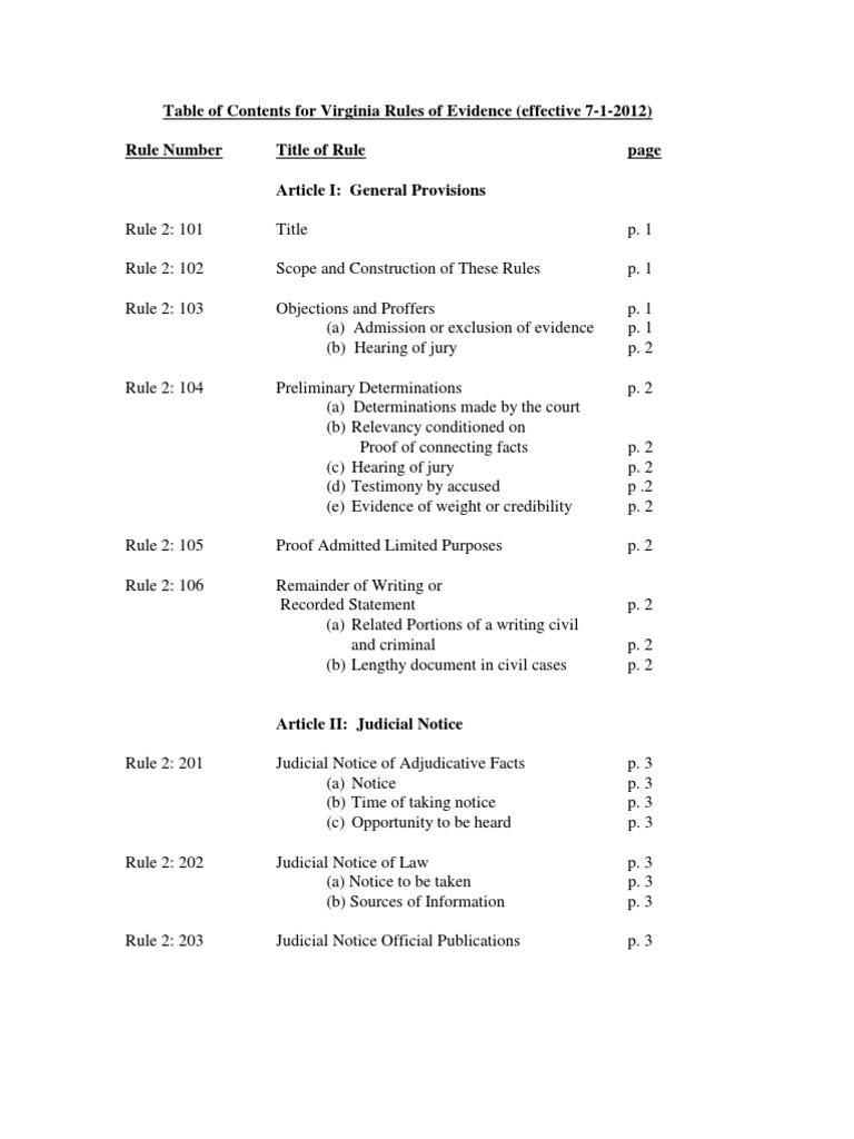 Va Rules of Evidence | Evidence (Law) | Witness
