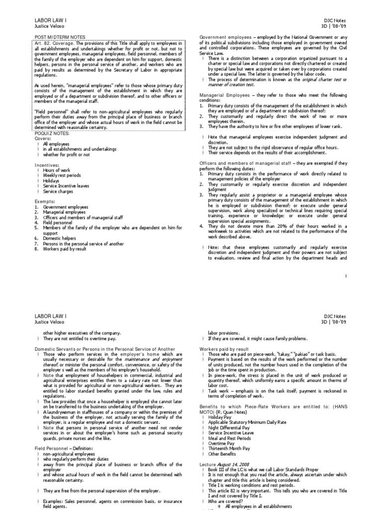 Labor Post Midterms Notes | PDF | Finance & Money Management