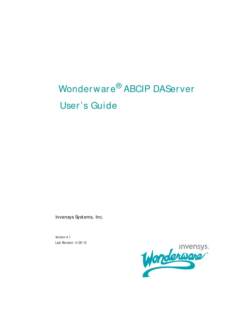 Wonderware Abcip Daserver User'S Guide: Invensys Systems, Inc | PDF ...