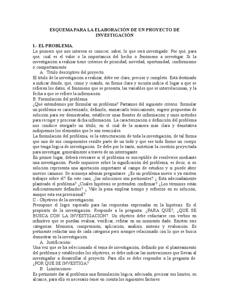 Esquema para La ElaboraciOn de Un Proyecto de InvestigaciOn | PDF ...