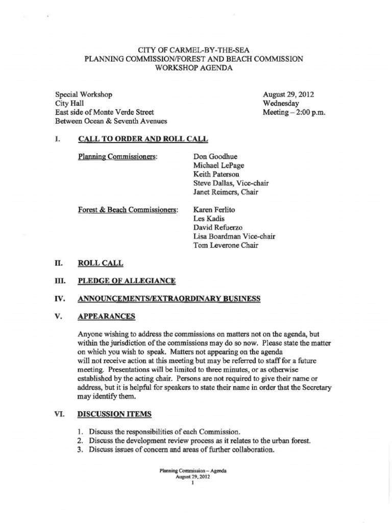 Planning Commission Forest and Beach Commission Joint Meeting Agenda 08 ...