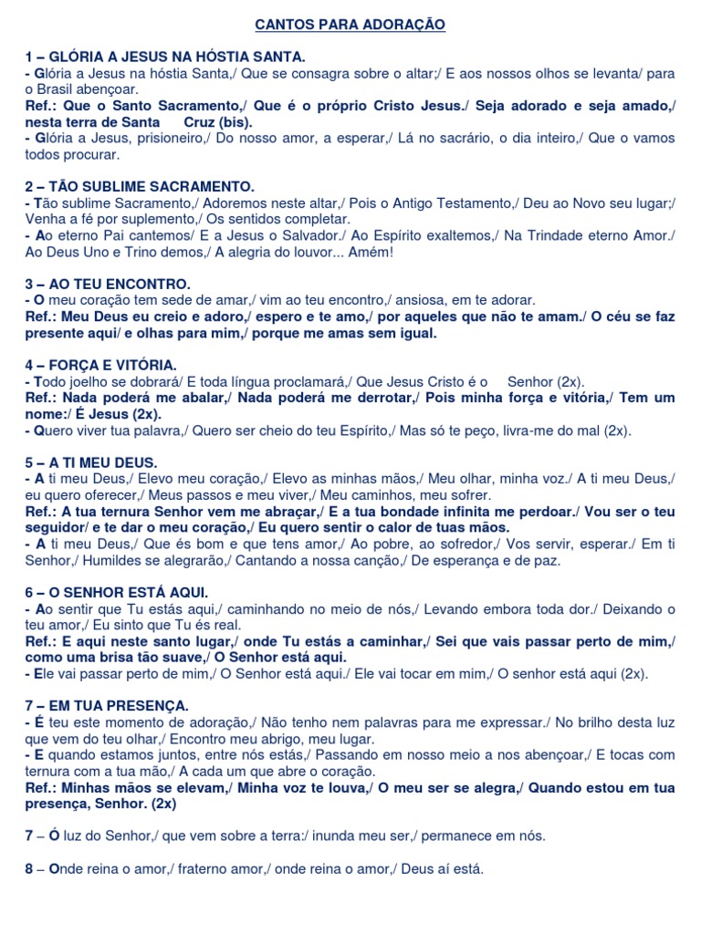 Canticos Antigos De Adoração Ao Santissimo Cantos Para Adoracao Amor Jesus