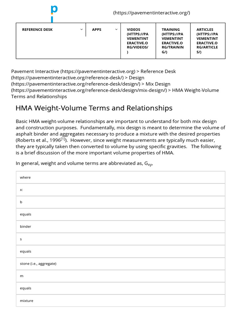 HMA Weight-Volume Terms and Relationships – Pavement Interactive | PDF ...
