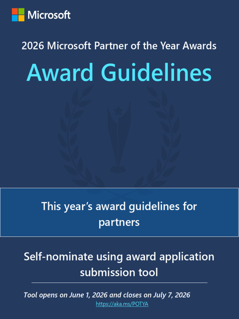 2026 Microsoft Partner of The Year Awards Guidelines | PDF | Artificial ...