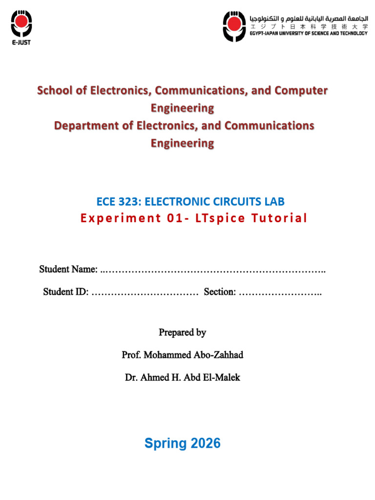 ECE 323 Exp 01 LTspice Tutorial | PDF | Electrical Network | Electronic ...