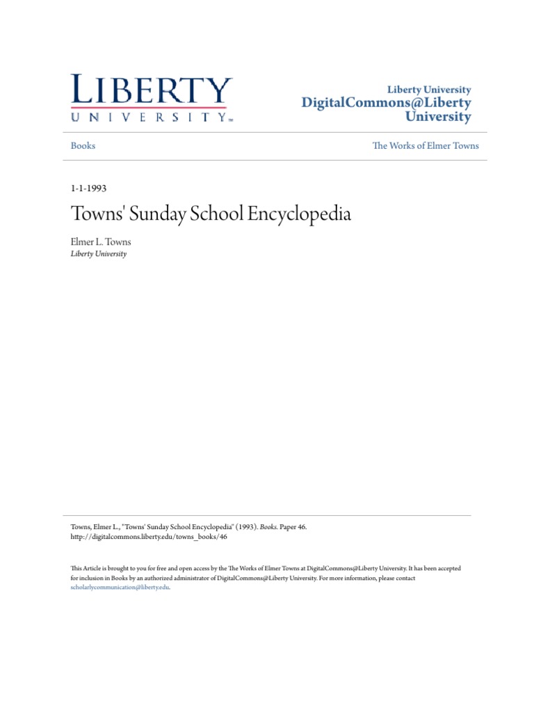 Towns Sunday School Encyclopedia Sunday School Evangelism - 