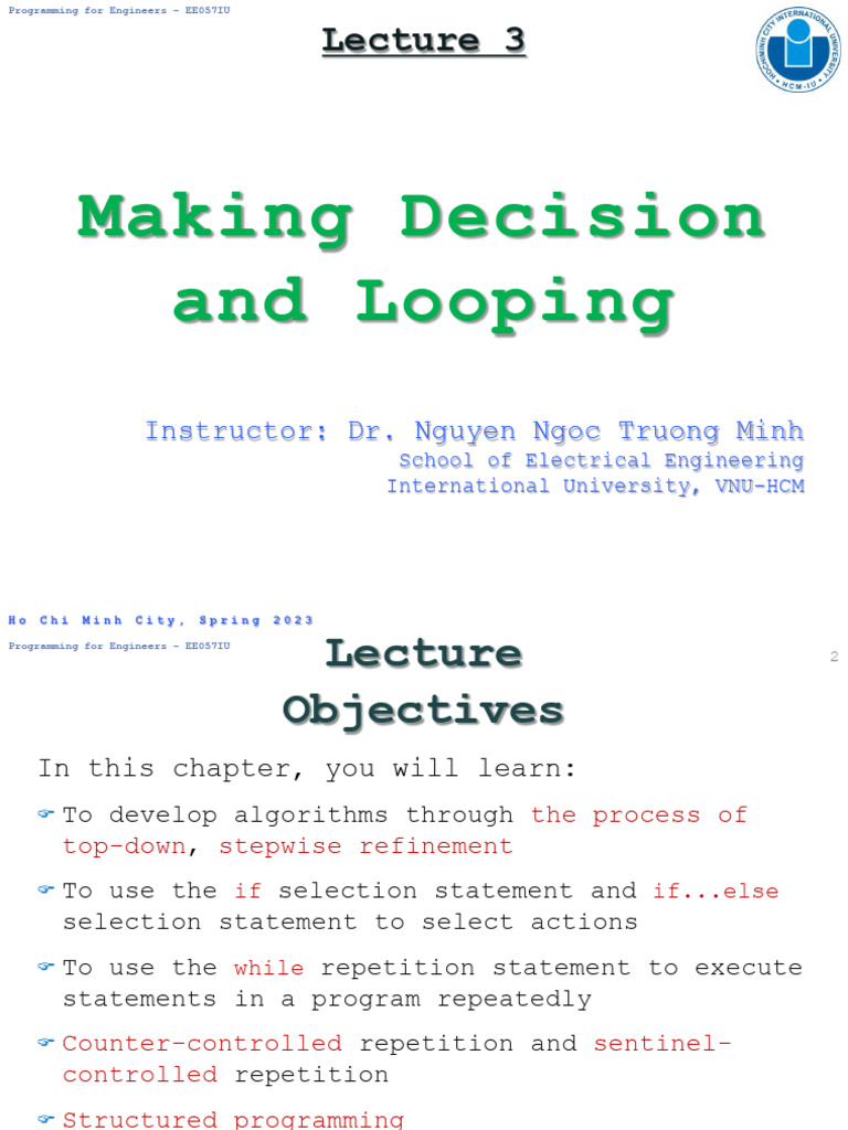 Lecture 3-Making Decision and Looping | PDF | Control Flow | Computer ...