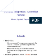 Machine Independent Assembler Features: Literals, Symbols, Expressions