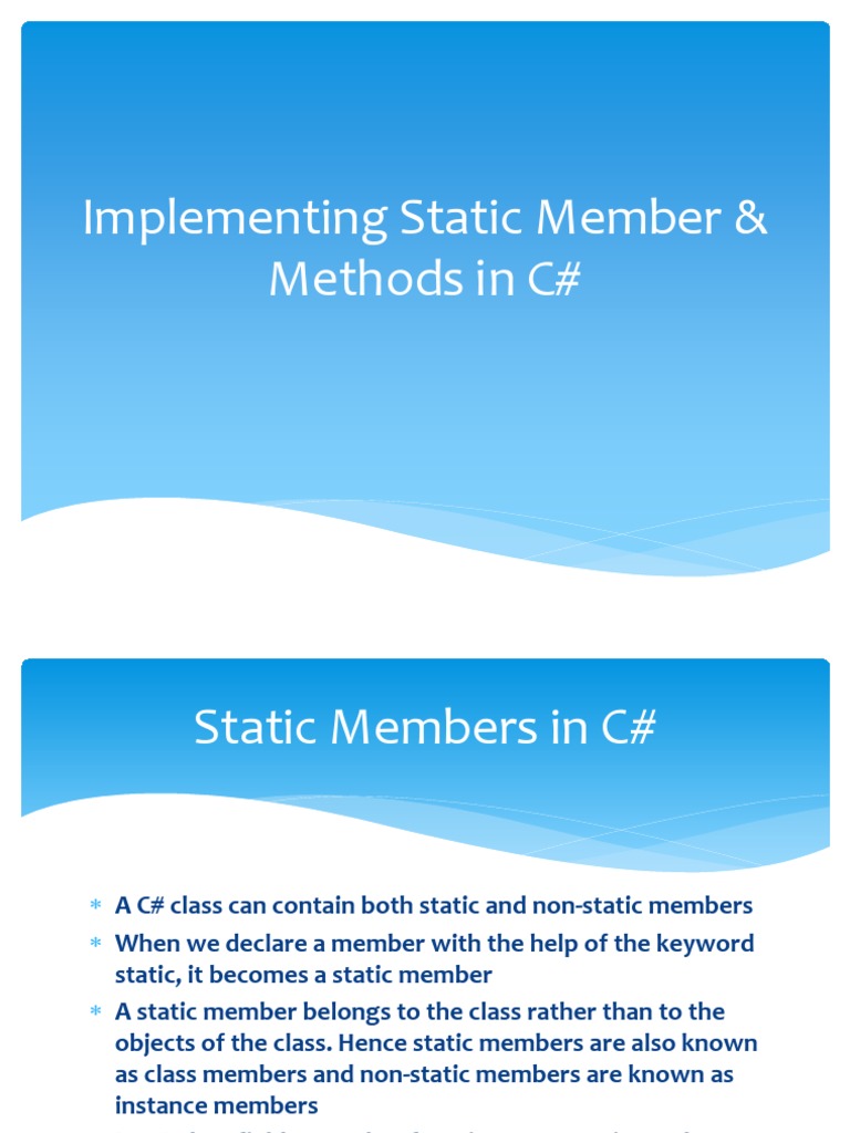 Implementing Static Member & Methods in C# | PDF