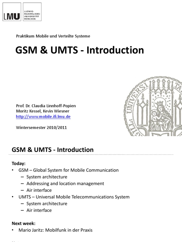 GSM & UMTS - Introduction: Praktikum Mobile Und Verteilte Systeme | PDF ...