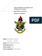 Kwame Nkrumah University of Science and Technology, Kumasi Department of Physics Formal Lab Report