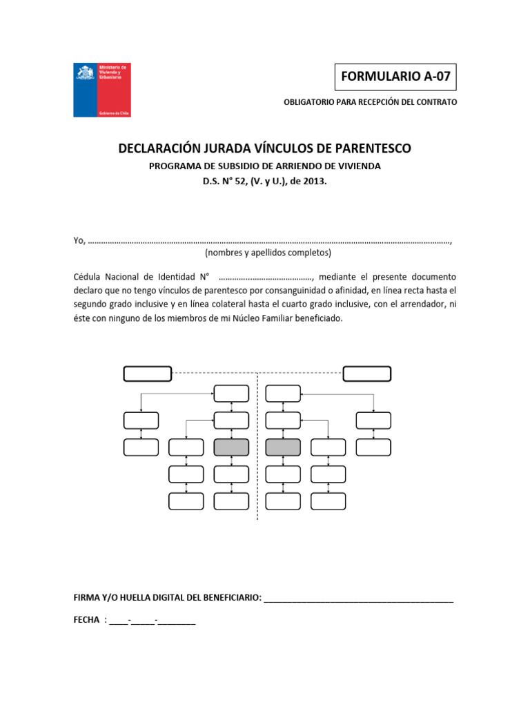 A 07 Declaración Jurada Vínculos de Parentesco | PDF