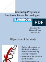 Summer Internship Program at Luminous Power Technologies: Submitted By: Harshita Kapur Roll No: 41