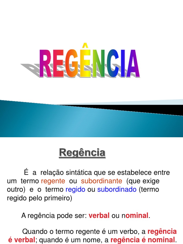 Regência | PDF | Objeto (gramática) | Palavra