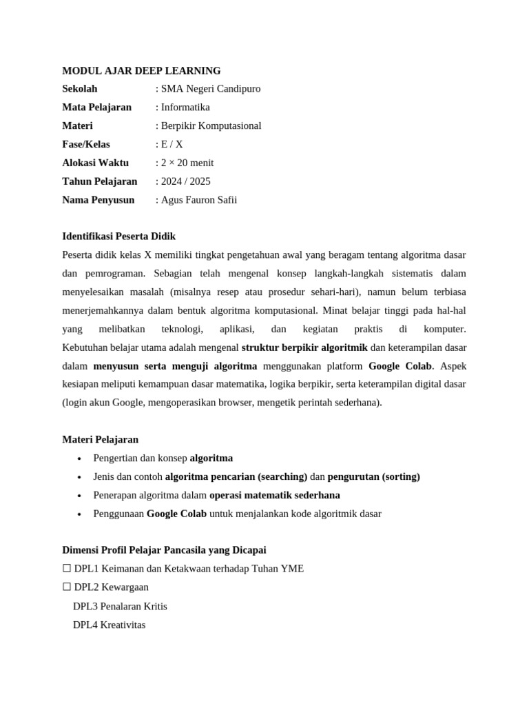 Modul Ajar Deep Learning | PDF