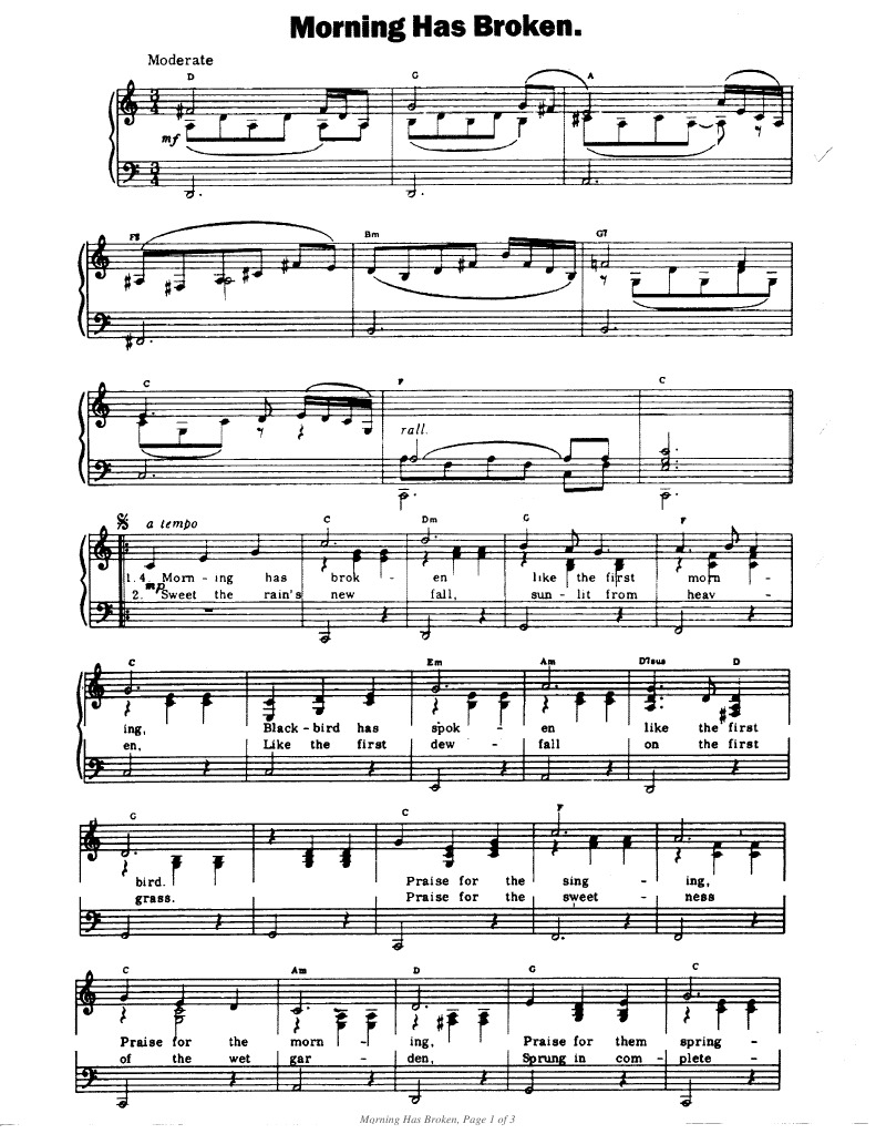 Morning Has Broken (3 Pages)