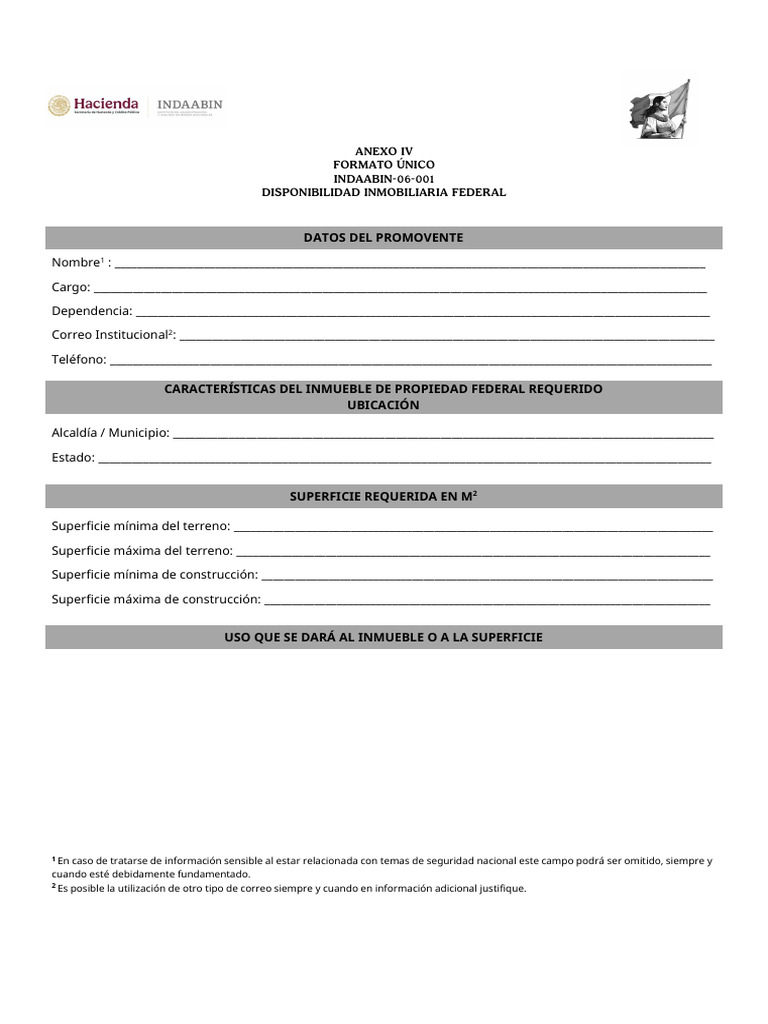 Formato Único Indaabin 06 001 | PDF | Industrias de servicio