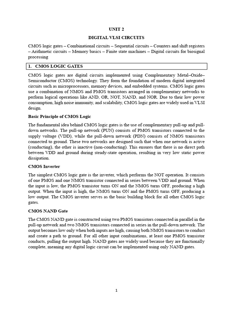 Unit 2 | PDF | Cmos | Logic Gate