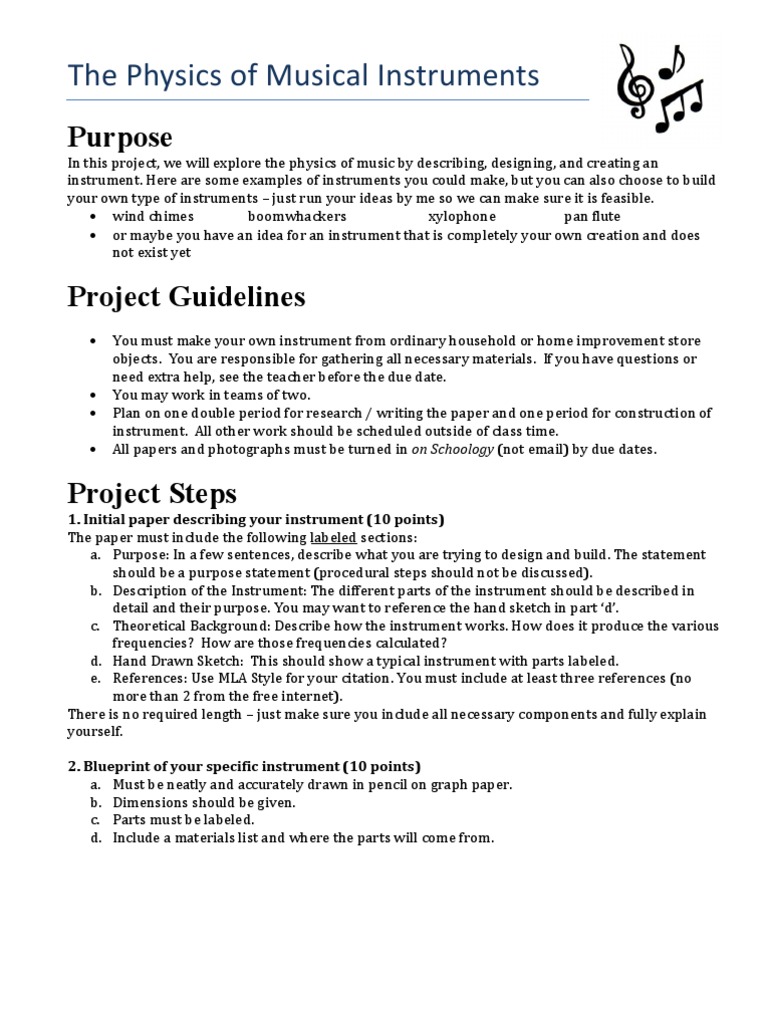 Physics of Musical Instrument Project | PDF | Musical Instruments ...