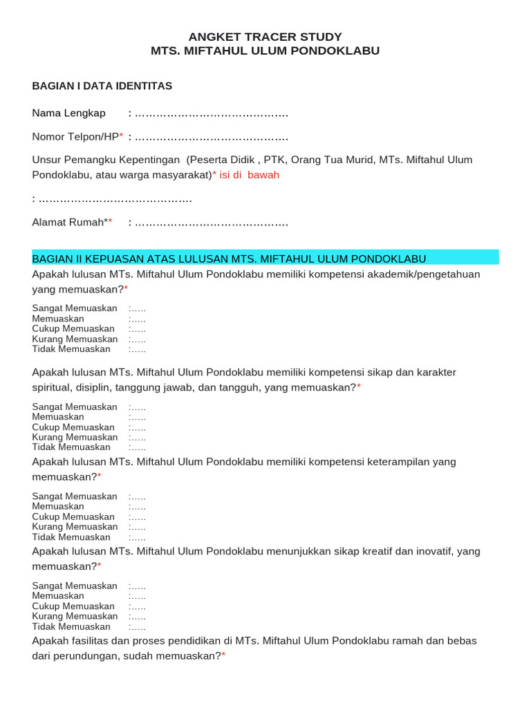 Angket Tracer Study | PDF