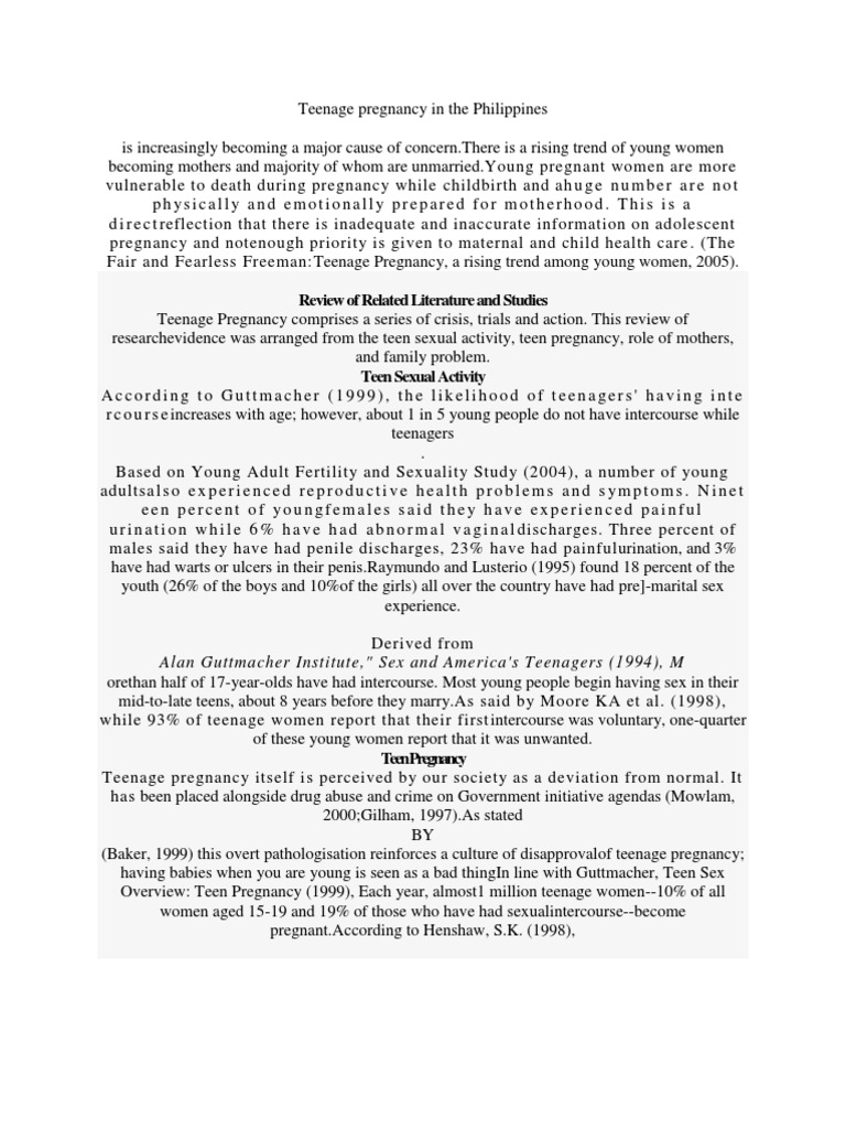 Teenage Pregnancy in The Philippines | PDF | Teenage Pregnancy ...