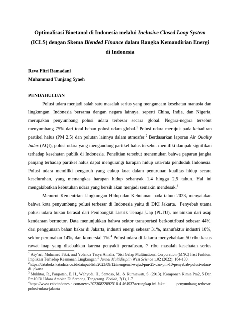Optimalisasi Bioetanol Di Indonesia Melalui Inclusive Closed Loop ...