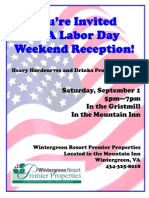 You're Invited To A Labor Day Weekend Reception!: Saturday, September 1 5pm-7pm in The Gristmill in The Mountain Inn