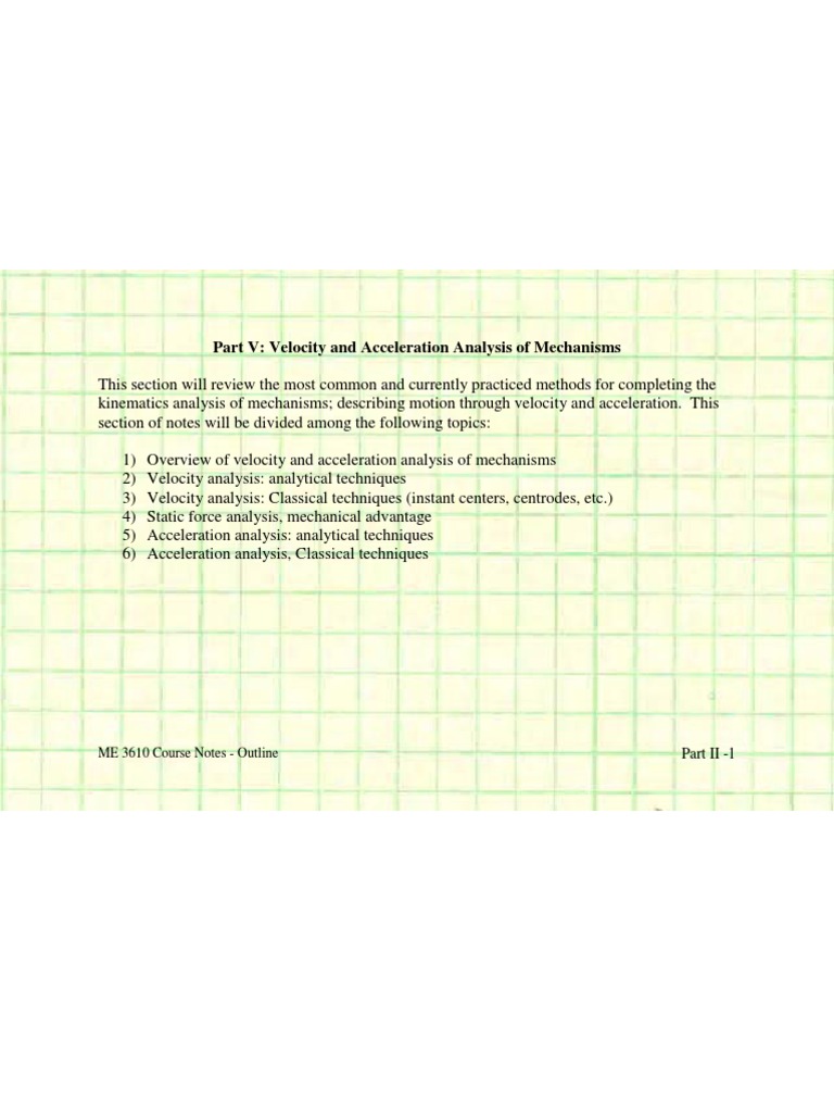 Velocity and Acceleration Analysis in Mechanisms | PDF | Acceleration ...