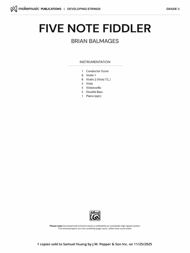 Five Note Fiddler Score | PDF