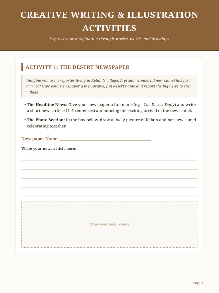Creative Activities Worksheet | PDF