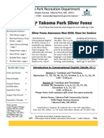 Silver Foxes Newsletter - September 2012 from the Takoma Park Recreation Department