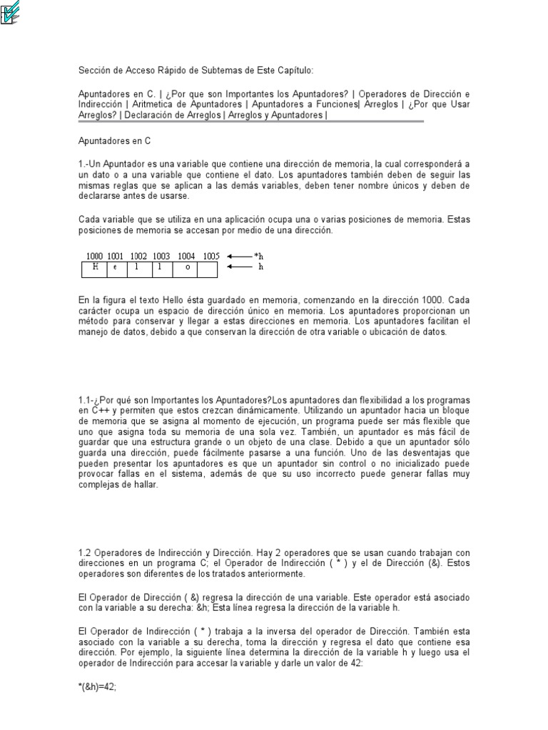Apuntadores y Arreglos en C++ | PDF | Variable (informática) | C