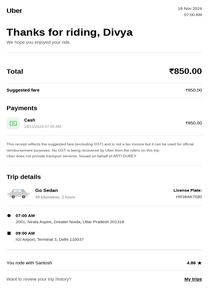 Uber Receipt | PDF