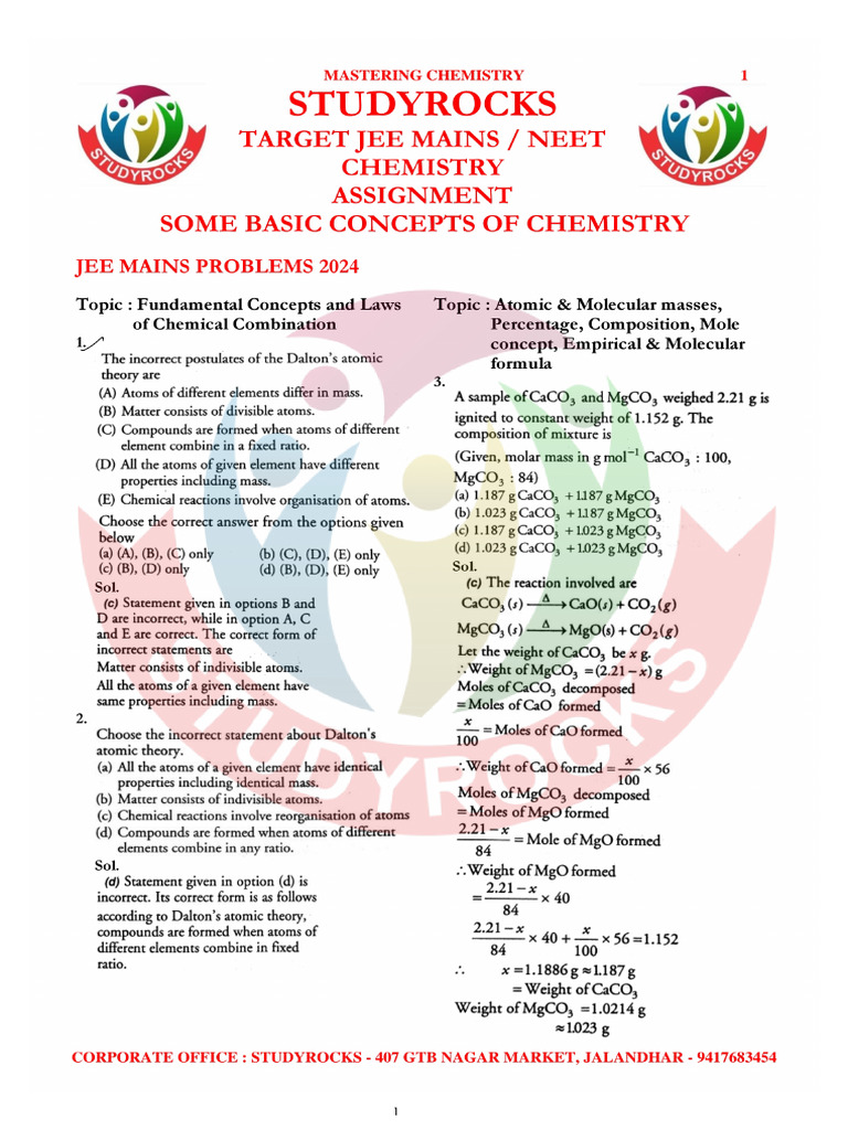 Some Basic Concepts of Chemistry-1 2 | PDF