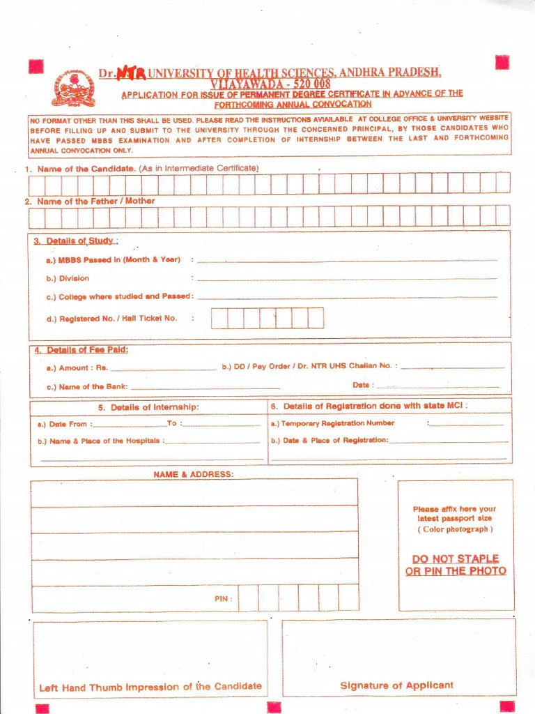 OD Application For MBBS | PDF