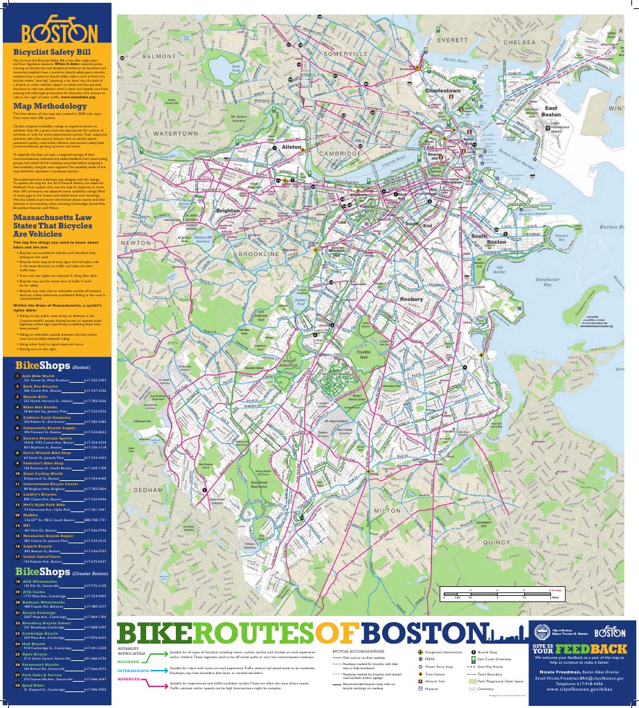 Boston Bike Map tcm314074 PDF Cycling Infrastructure Traffic