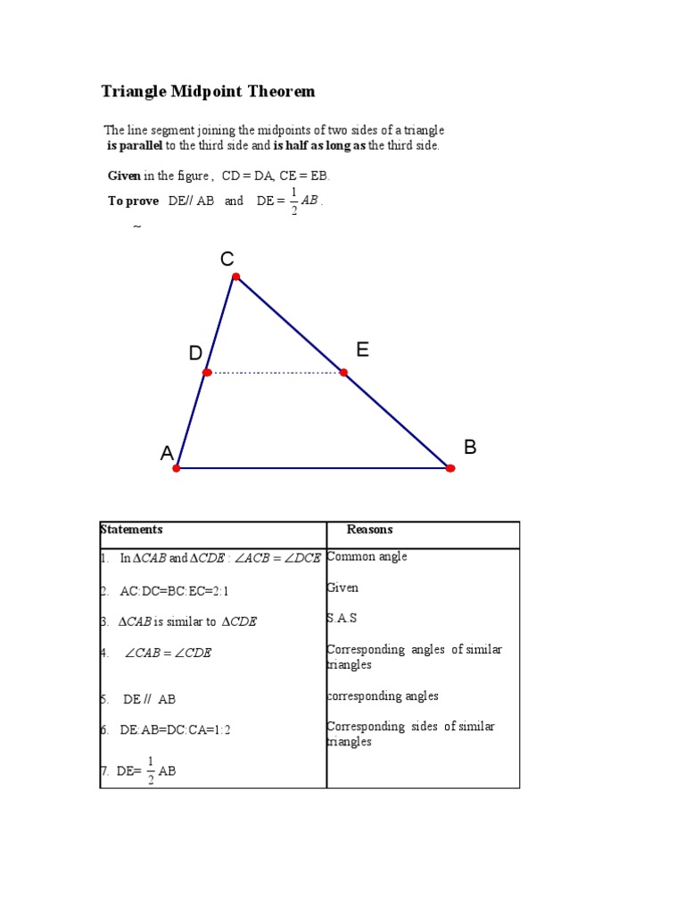 Triangle midpoint theorem