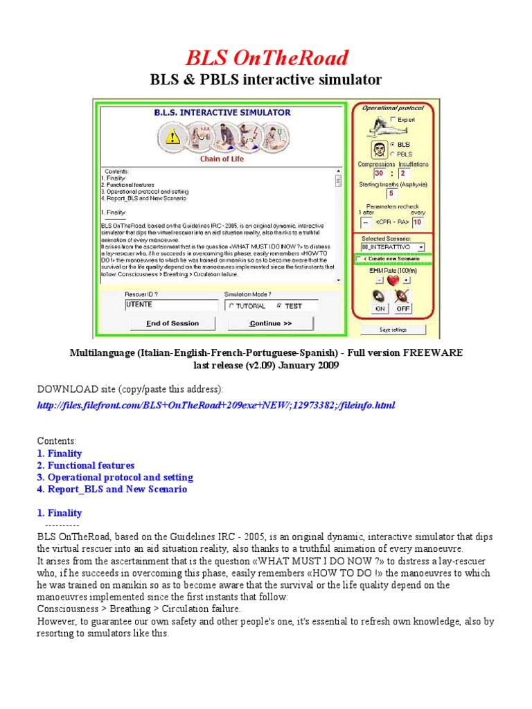 BLS OnTheRoad Interactive Simulator | PDF | Cardiopulmonary ...