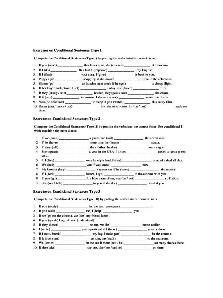 Worksheet - All Types Conditional Sentences | PDF