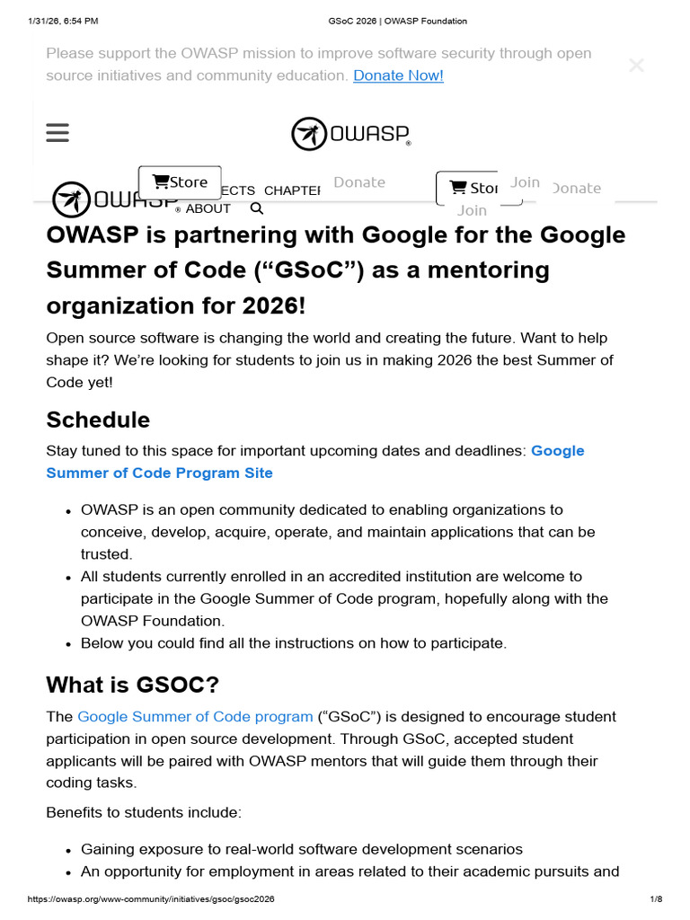 GSoC 2026 - OWASP Foundation | PDF | Open Source | Computing