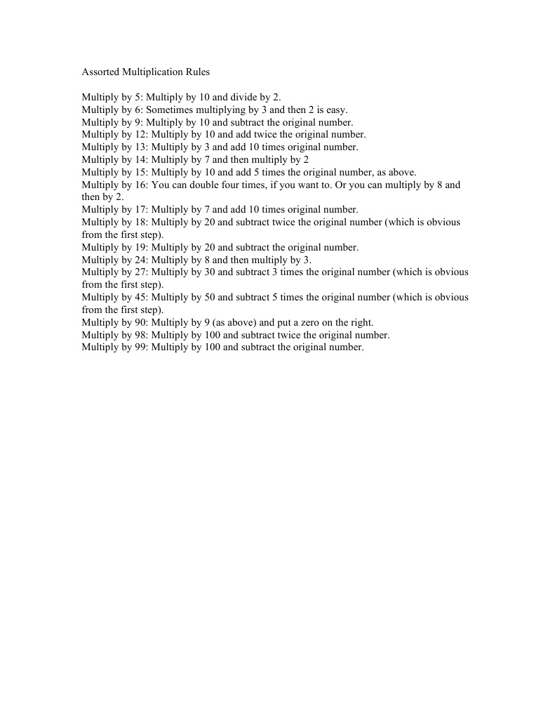 Assorted Multiplication Rules | PDF