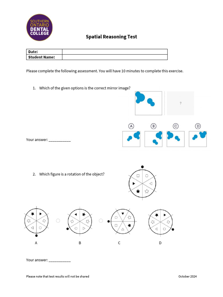 Spatial Reasoning Test 2025 | PDF