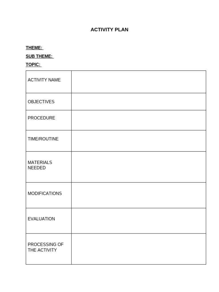 Activity Plan Template | PDF