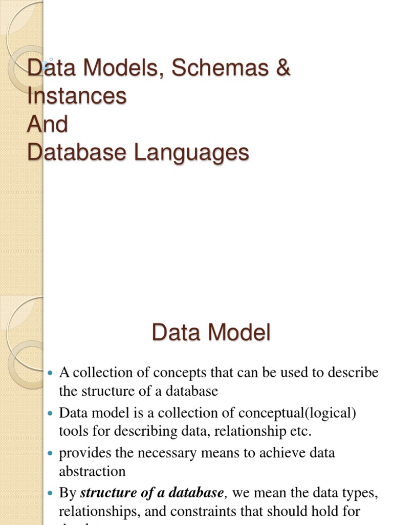 Data Models, Schemas & Instances PDF Data Model Conceptual Model