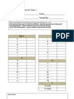 Phonics Assessment for Year 1