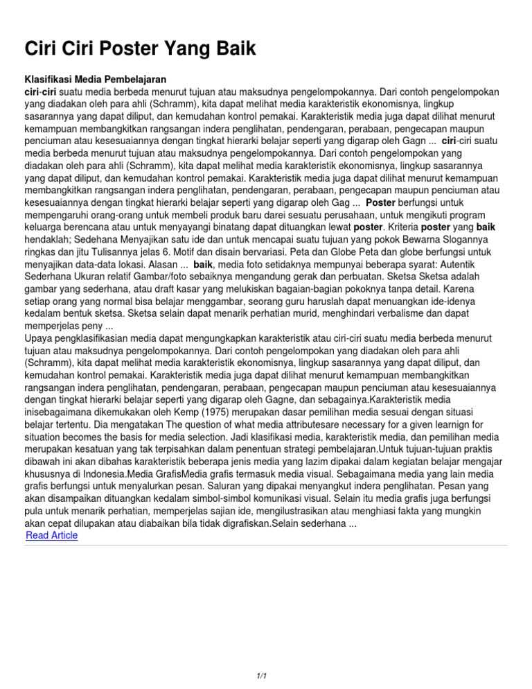 Ciri Ciri Poster Yang Baik Pdf