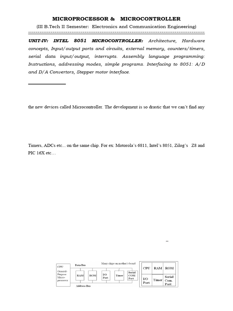 Unit 4 8051 Microcontroller | PDF | Microcontroller | Microprocessor