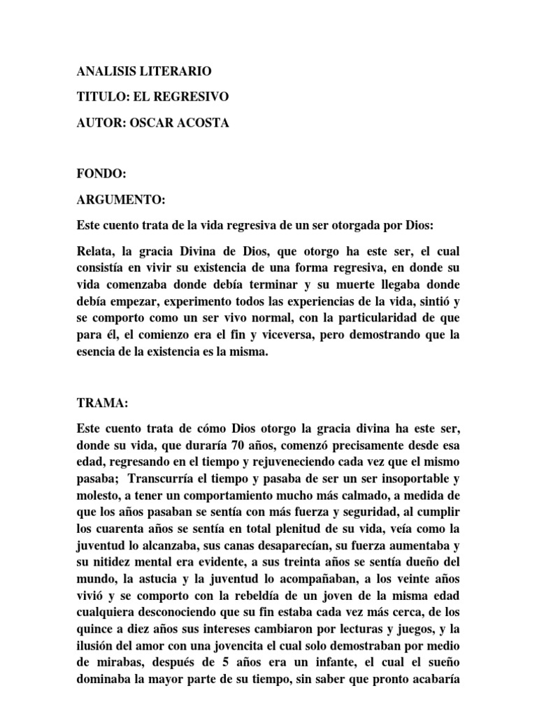 ANALISIS LITERARIO Existencia Cuentos